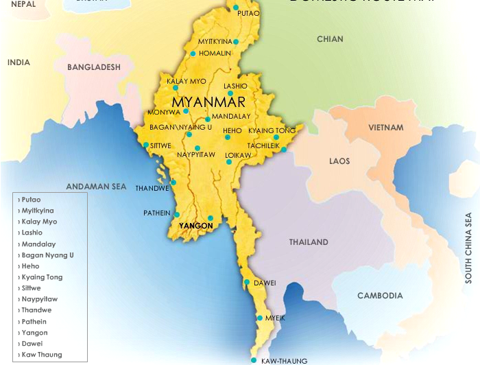 Air Bagan Route Map