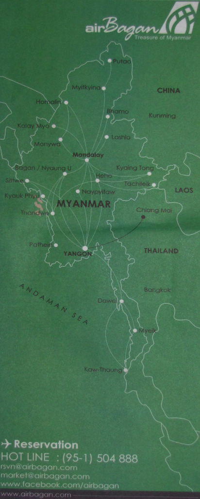 Bagan Air Route Map