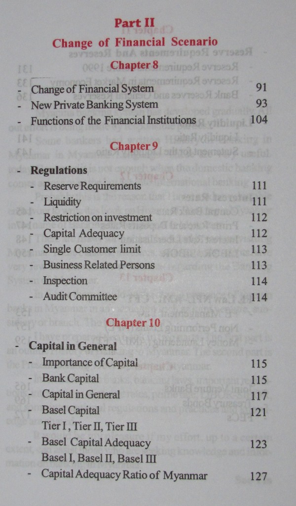 Financial Developments in Myanmar Table of Contents Chapters 8-10