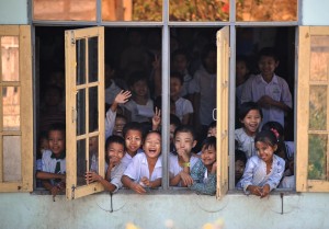 School Children Yangon Myanmar