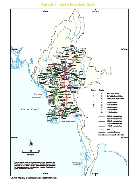 Existing Transmission lines in Myanmar